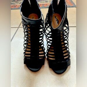 Express Black Strappy Cage High Heel Sandals